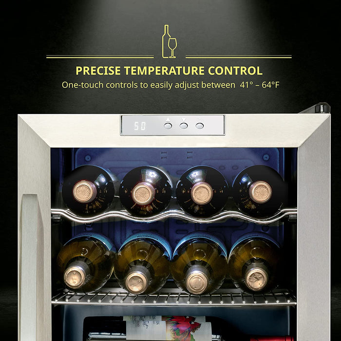12 Bottle Stainless Steel  Wine Fridge, Freestanding Wine Cooler