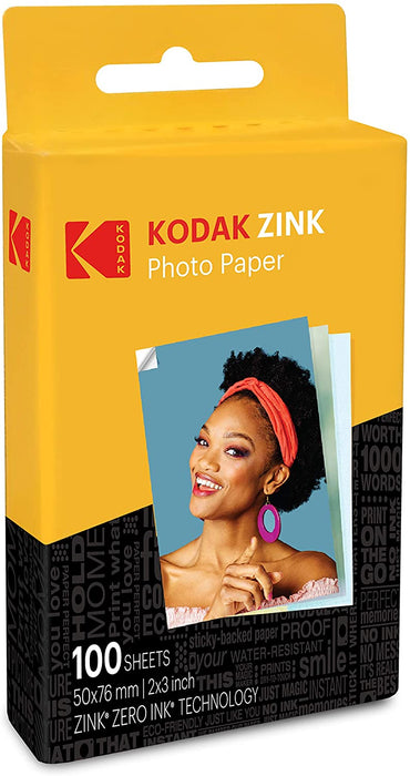 2"x3" Premium Zink Photo Paper (100 Sheets) Compatible with Kodak PRINTOMATIC, Kodak Smile and Step Cameras and Printers