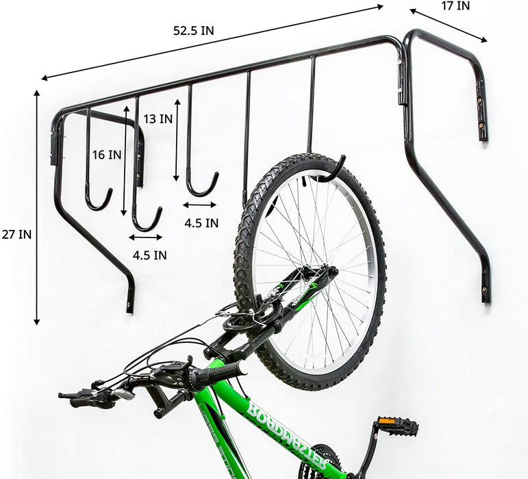 Garage Bike Rack, Wall Mounted Bicycle Storage Hanger, 5 Adjustable Hooks Universal for Indoor & Home Use