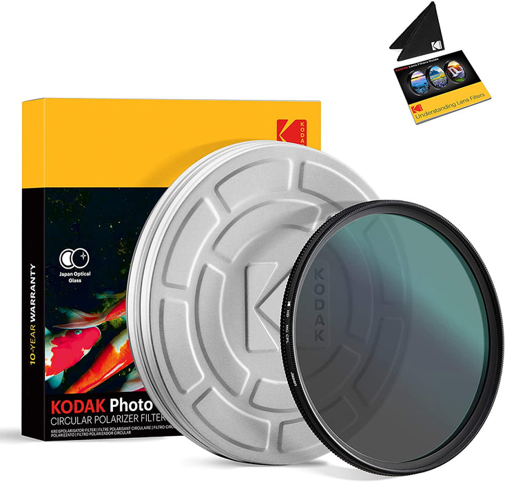 62mm CPL Lens Filter | Circular Polarizing Filter Removes Reflections from Glass & Water, Enhances Contrast Improves Color Saturation, Super Slim, Multi-Coated 12-Layer Nano Glass & Mini Guide