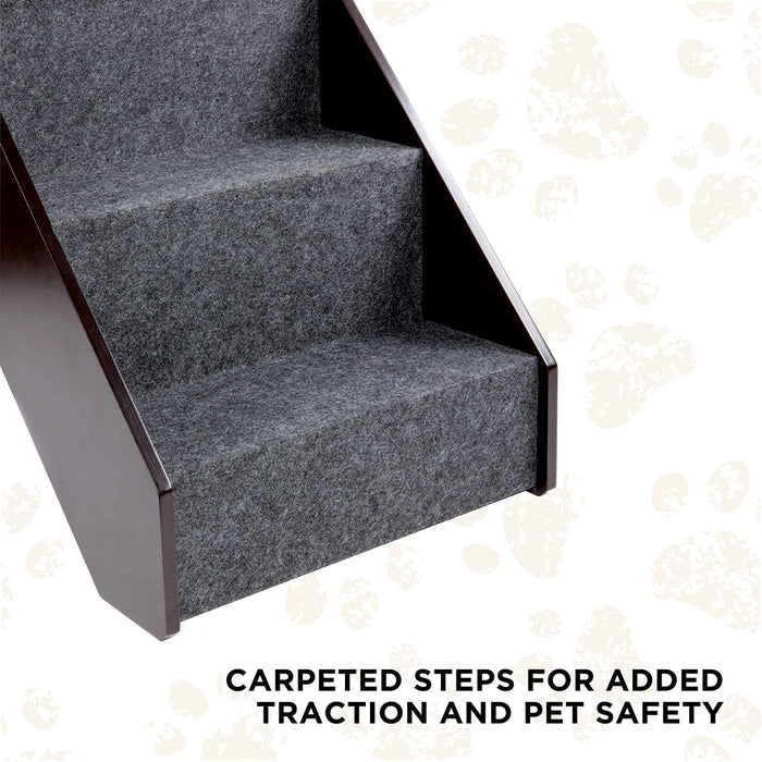Wood Dog Stairs, 3 Levels Height Wooden Pet Steps,Wide, Foldable, for Small Pets