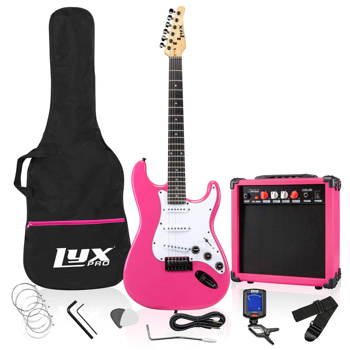 Beginner 39” Electric Guitar Kit & Started Set Accessories - Pink