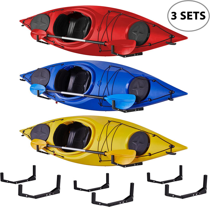 Kayak Wall Hanger, Heavy Duty Wall Mounted Kayak Storage Rack - 3 Sets