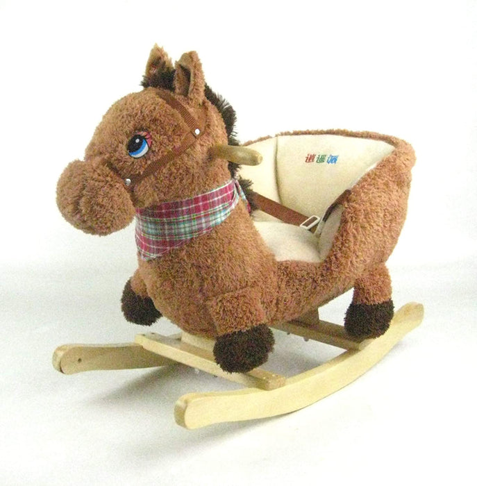 Infant Soft Plush and Solid Wood Rocking Chair Pony with Sound