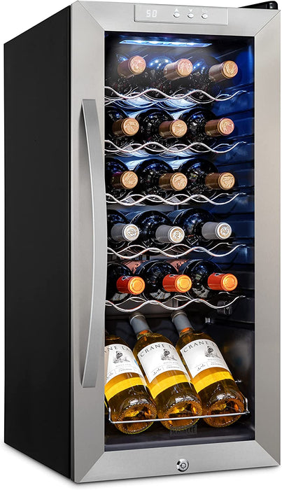 Wine Fridge, 18 Bottle Wine Cooler, Freestanding Wine Refrigerator