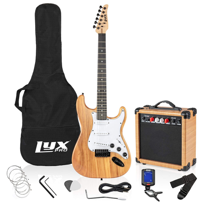 Beginner 39” Electric Guitar Kit & Started Set Accessories - Natural