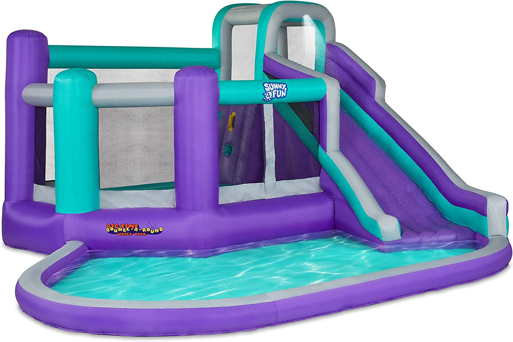 Big Time Bounce-A-Round Inflatable Water Slide Park, Climbing Wall, Slide & Splash Pool