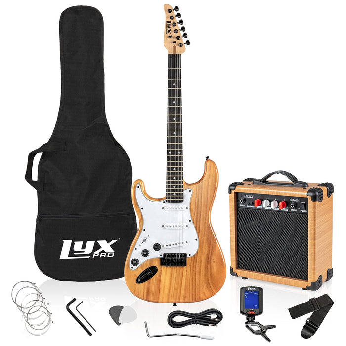 Beginner Full-Sized 39" Electric Guitar Kit & Started Set Accessories - Left Handed Natural