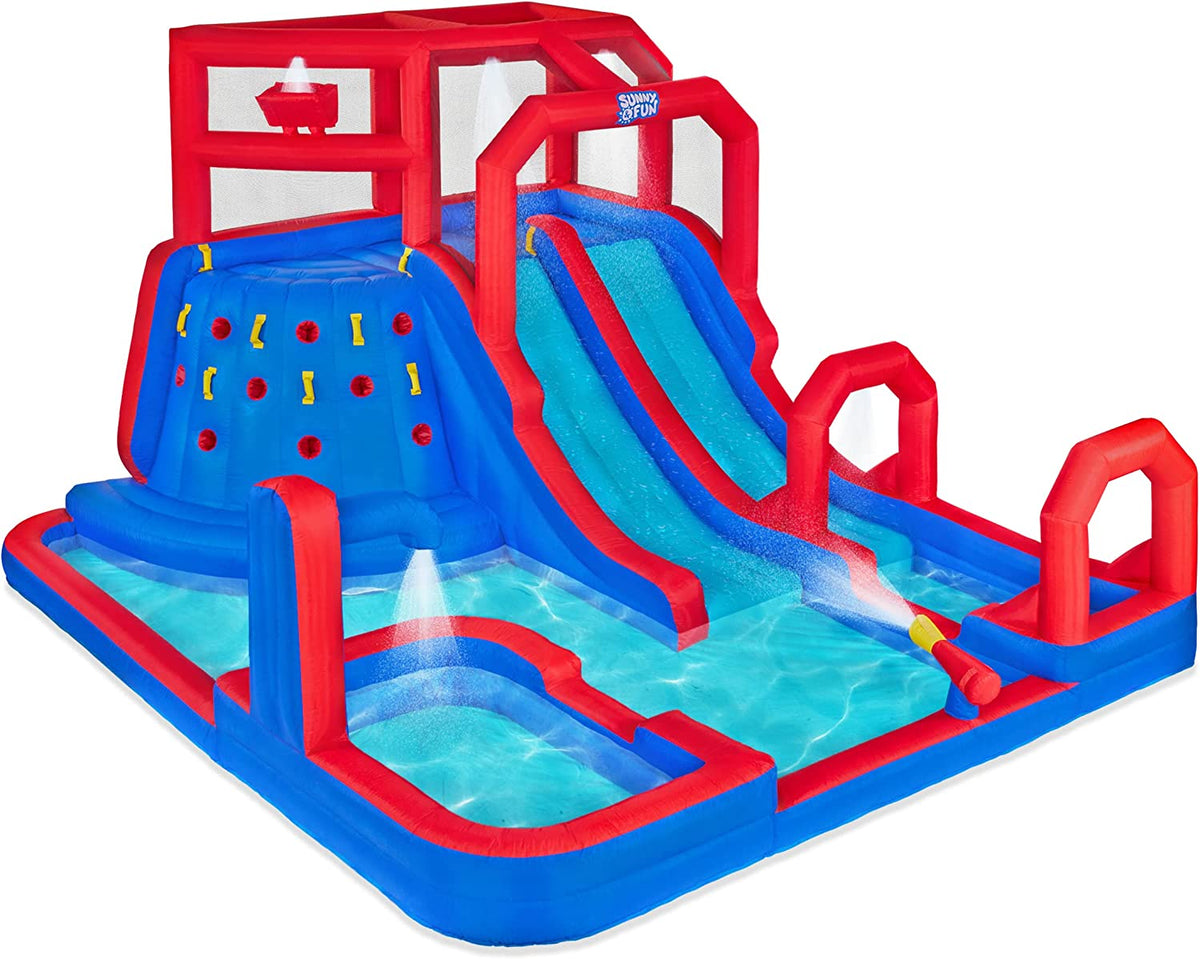 Deep Inflatable Pool With Slide Mega Climb N' Go Inflatable Water Park Slide & Pool | SkyMall