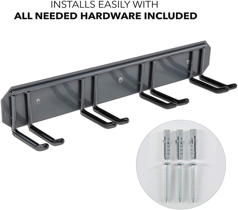Ski Wall Rack, Holds 4 Pairs of Skis & Skiing Poles or Snowboard for Home and Garage Storage