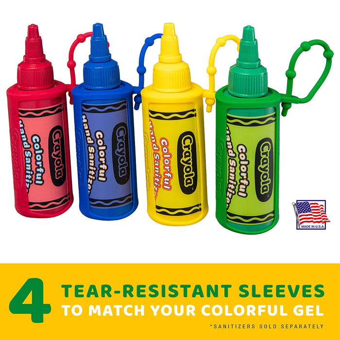 4-Pack 4 Color Keychain Backpack Holder for Crayola 2 oz. Hand Sanitizer for Kids. Ideal for Backpack, Gym Bag, Belt Loop, Purse or Handbag