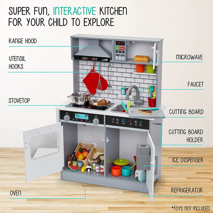 Kitchen set for kids Interactive Kitchen Pretend Wooden Play Kitchen