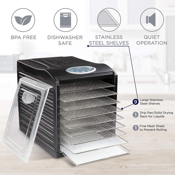Electric Food Dehydrator, Stainless Steel Trays