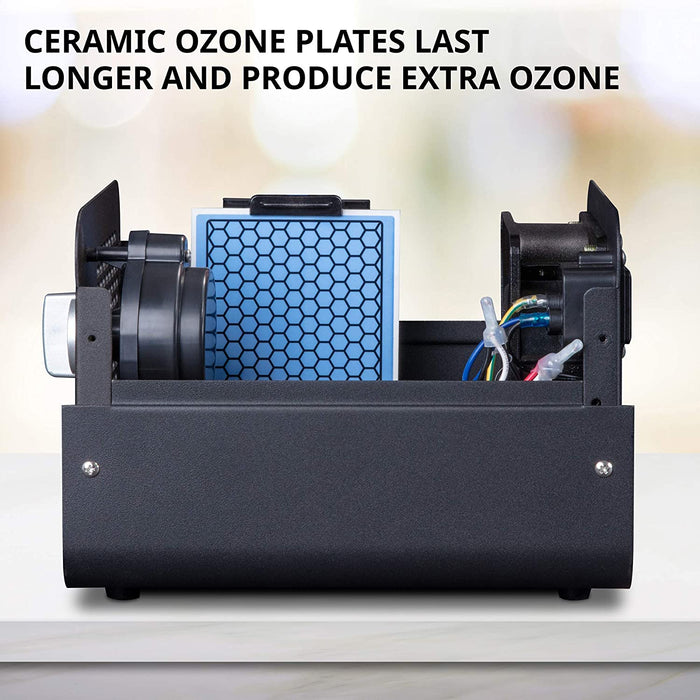 10,000 MG/Hour Ozone Generator | Compact Ozone Machine for Large Rooms Up to 5,000 Square Feet | Powerful Long-Lasting Ceramic Plates, Programmable Timer, Washable Pre-Filter & Carry Handle