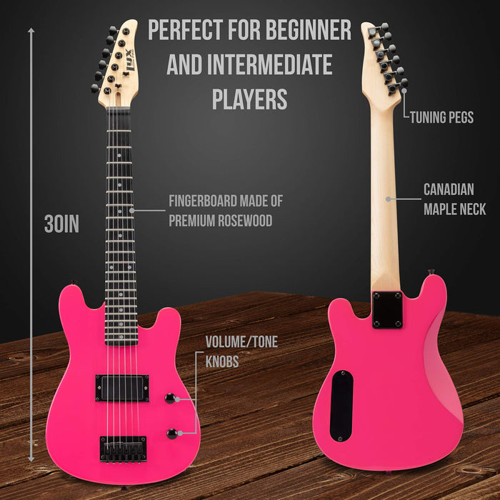 30” Electric Guitar & Electric Guitar Accessories With Amp for Kids, Pink