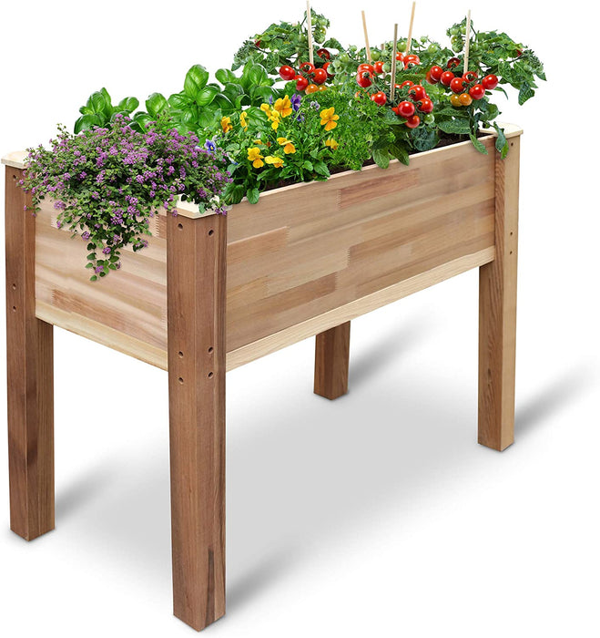 Raised Canadian Cedar Garden Bed 34x18x30” Herb Planter for Growing Fresh Flower & More