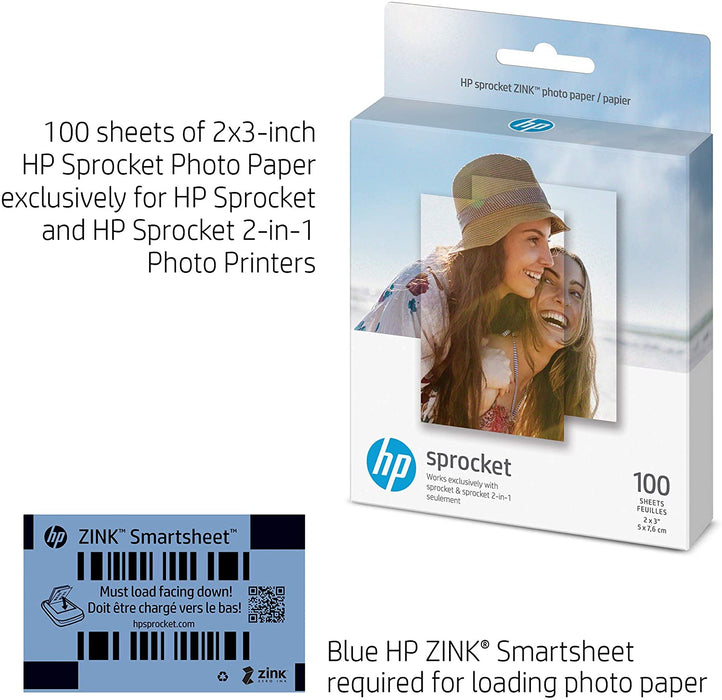 2x3" Premium Zink Sticky Back Photo Paper (100 Sheets) Compatible with HP Sprocket Photo Printers