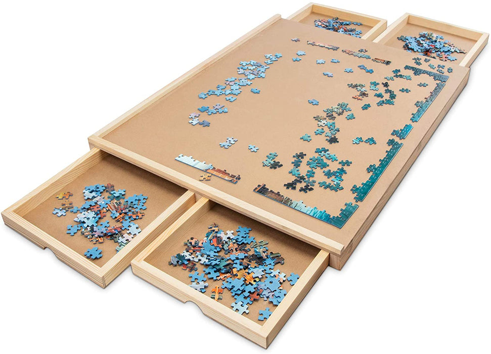 1000 Piece Puzzle Board, 23” x 31” Wooden Jigsaw Puzzle Table with 4 Magnetic Removable Storage & Sorting Drawers