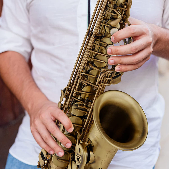 Alto Saxophone, E Flat Brass Alto Sax Beginners Kit, Antique Bronze