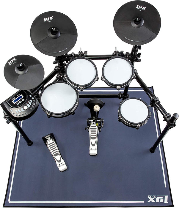 4 x 4.6 feet Drum Rug, Drum Mat with Fabric Non Slip Bottom, Anti Scratch Corner Drum Rug, Blue