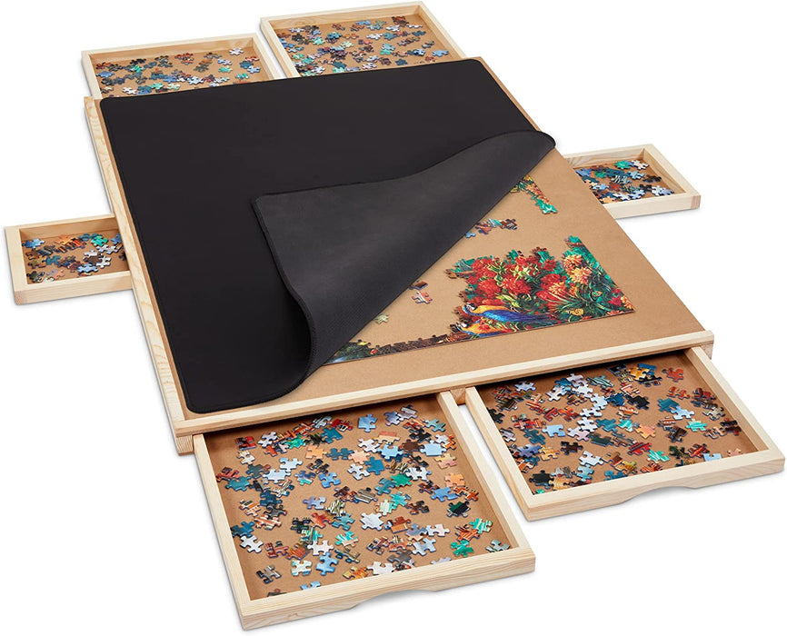 1500 Piece Wooden Jigsaw Puzzle Table - 6 Drawers, Puzzle Board | 27” X 35”  Jigsaw Puzzle Board Portable - Portable Puzzle Table | for Adults and