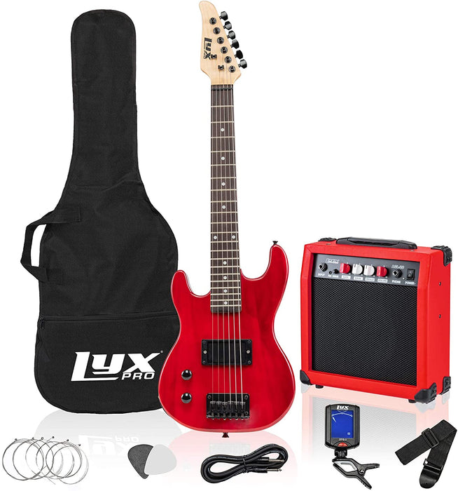 30” Left Hand Electric Guitar & Electric Guitar Accessories With Amp for Kids, Red