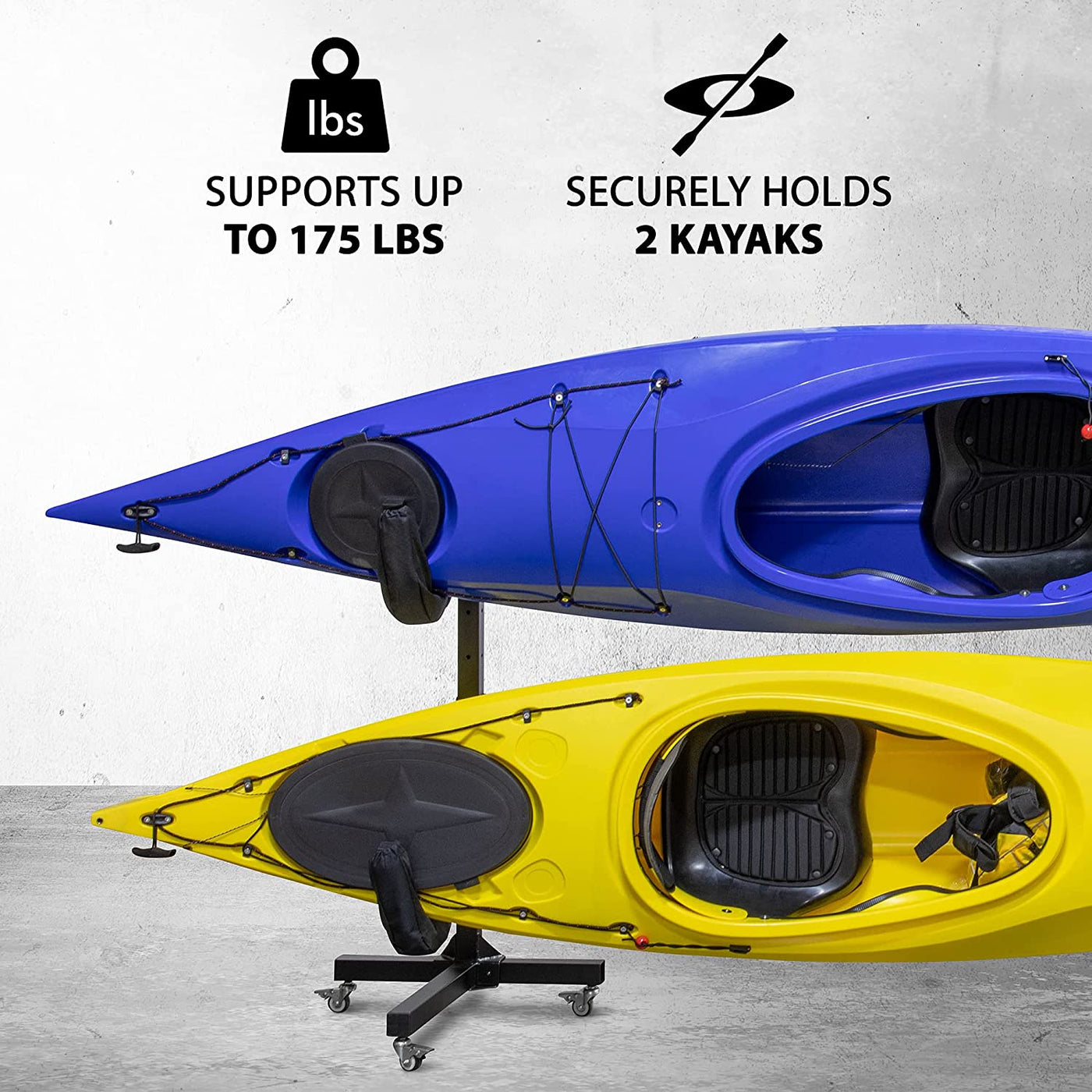 Kayak Storage Rack, Indoor & Outdoor Freestanding Storage for 2 Kayak ...