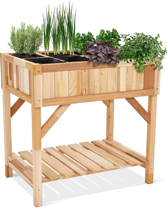 Raised Garden Bed, Elevated Wood & Herb Planter for Growing Fresh Flower & More