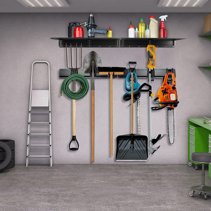 Garage Tool Storage Rack with Wall Shelf, 12 Piece Garage Organizer