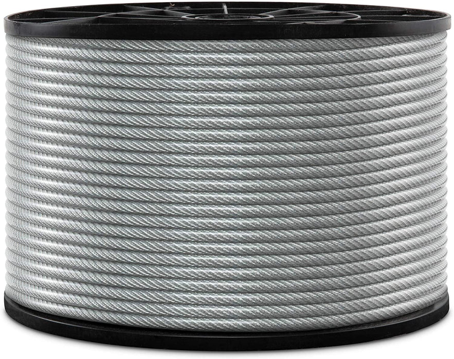 7x7 Wire Rope, 1/8" x 3/16" PVC Coated Galvanized Steel Aircraft Cable