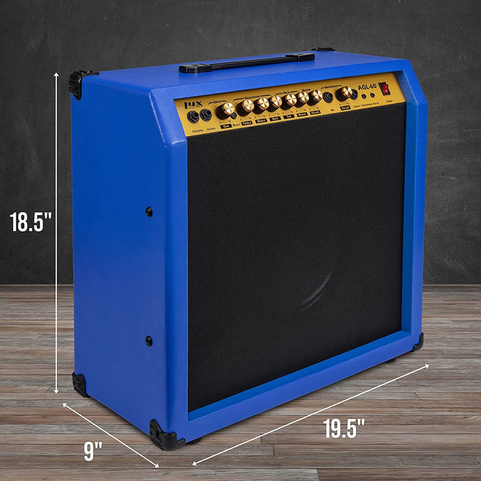 60 Watt Electric Guitar Amplifier | Combo Solid State Studio & Stage Amp with 10” 4-Ohm Speaker, Custom EQ Controls, Drive, Delay, ¼” Passive/Active/Microphone Inputs, Aux In & Headphone Jack
