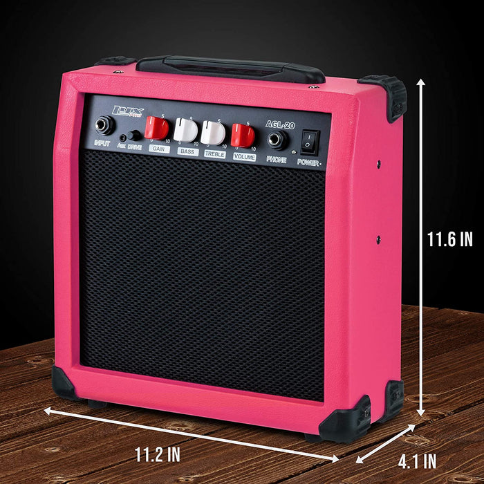 Electric Guitar Amp 20 Watt Amplifier Built In Speaker Headphone Jack And Aux Input Includes Gain Bass Treble Volume And Grind