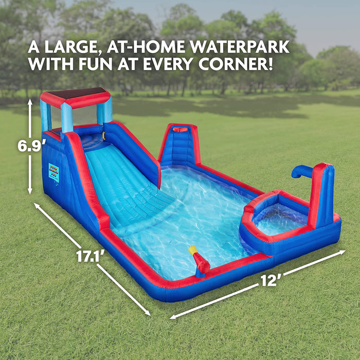 Four Corner Inflatable Water Slide Park, Climbing Wall, Slide & Deep Pool