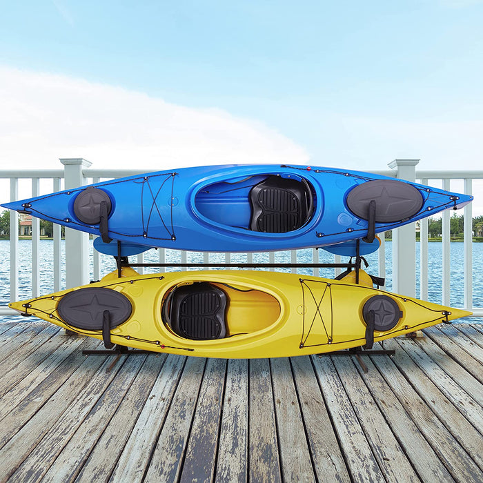 Two Kayak Storage Rack, Freestanding Heavy Duty Stand for Kayak's