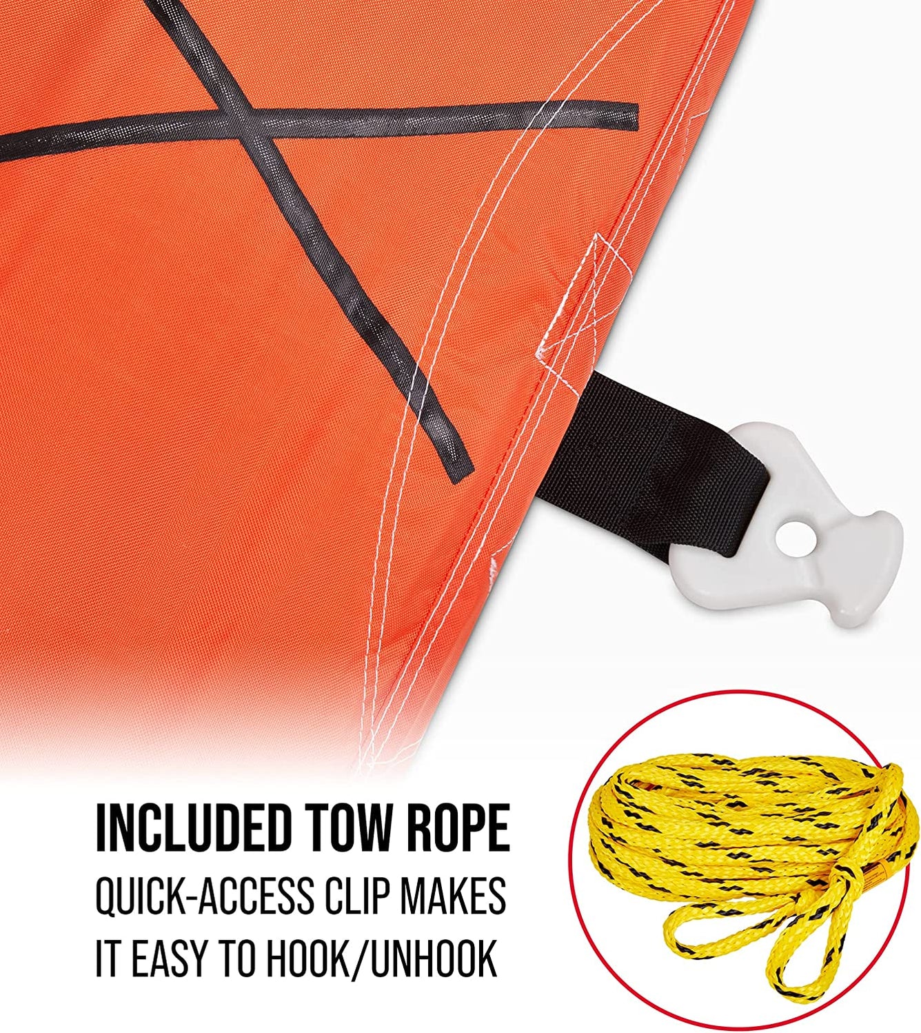 One Half Inch Inflatable Ropes Towable Water Tube, 2-Person Inflatable Tube with Handles & Tow Rope ...