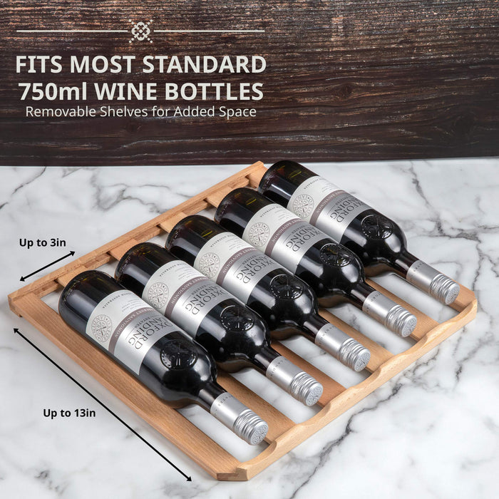34 Bottles Stainless Steel Wine Fridge, Large Freestanding Wine Cooler w/Lock