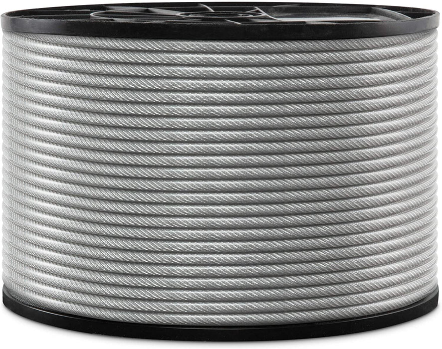 7x7 Wire Rope, 3/32" x 3/16" PVC Coated Galvanized Steel Aircraft Cable