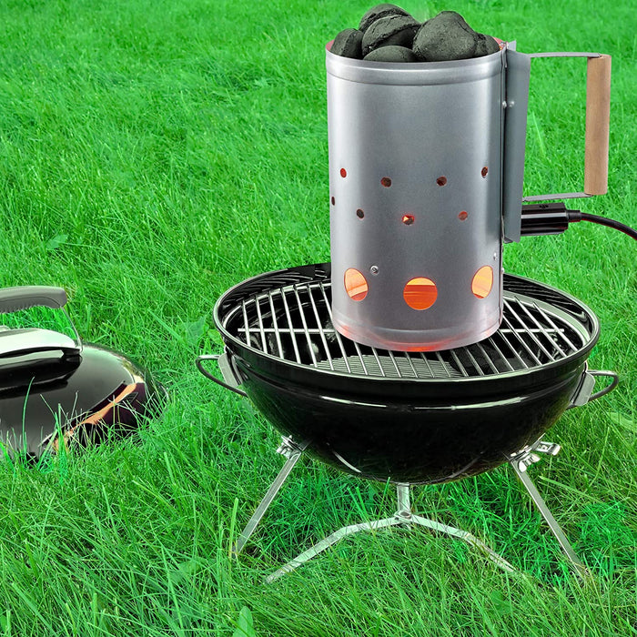 Portable Charcoal Starter, Electric Charcoal Chimney with Heat Shield - Small