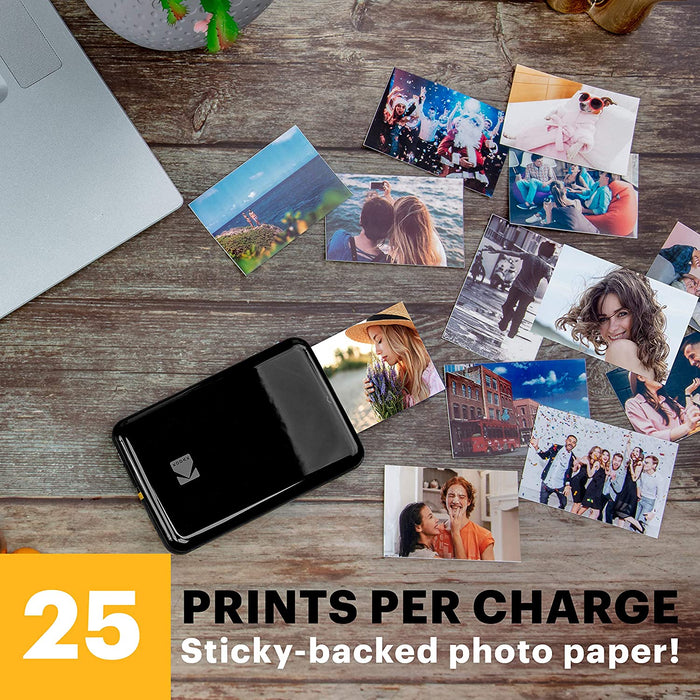 Wireless Mobile Photo Mini Printer (Black) Compatible w/ iOS & Android, NFC & Bluetooth Devices