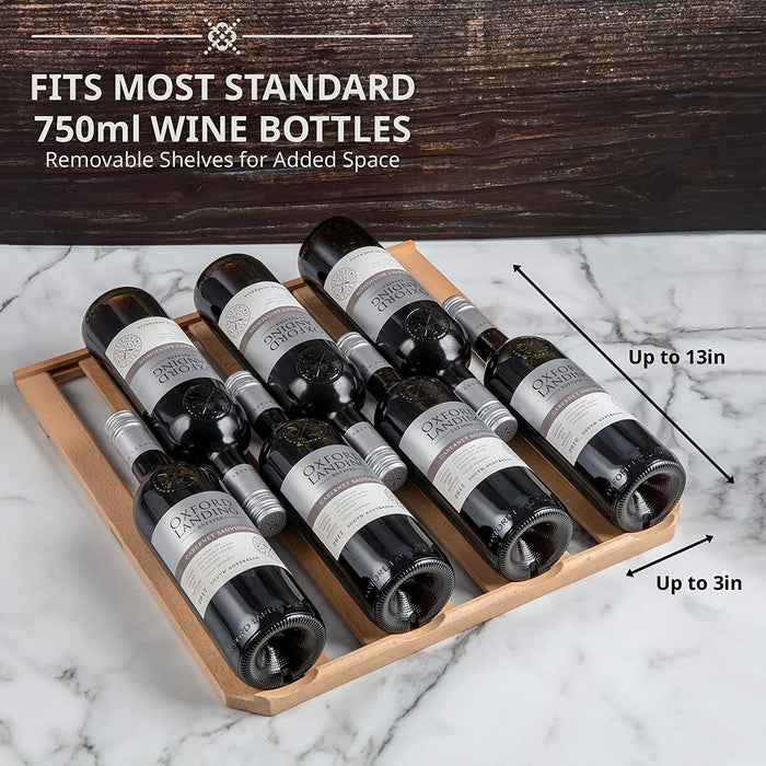 43 Bottle Dual Zone Wine Fridge, Freestanding Stainless Steel Wine Refrigerator w/Lock
