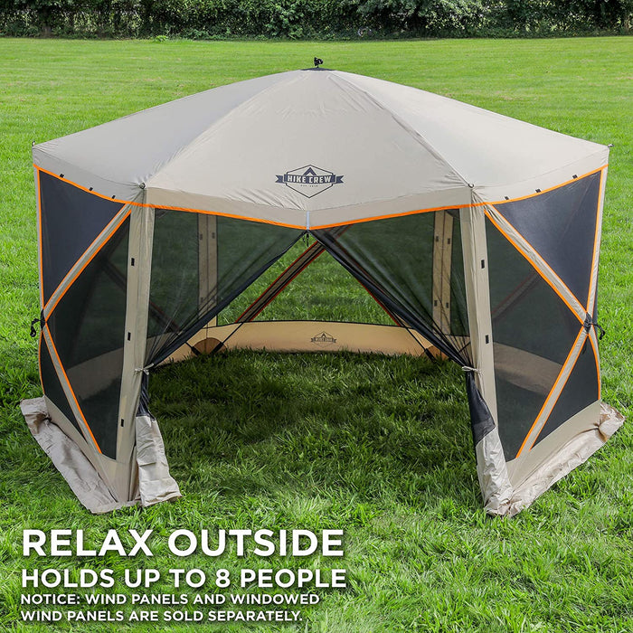 Portable Pop-up Screen Gazebo, Setup 6-Sided Hub Tent, Outdoor Gazebo