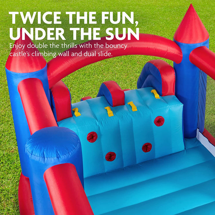 Inflatable Bouncy Castle with Dual Slide, Climbing Wall, Slides & Bounce House