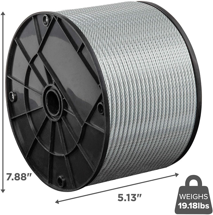 7x7 Wire Rope, 1/8" x 3/16" PVC Coated Galvanized Steel Aircraft Cable