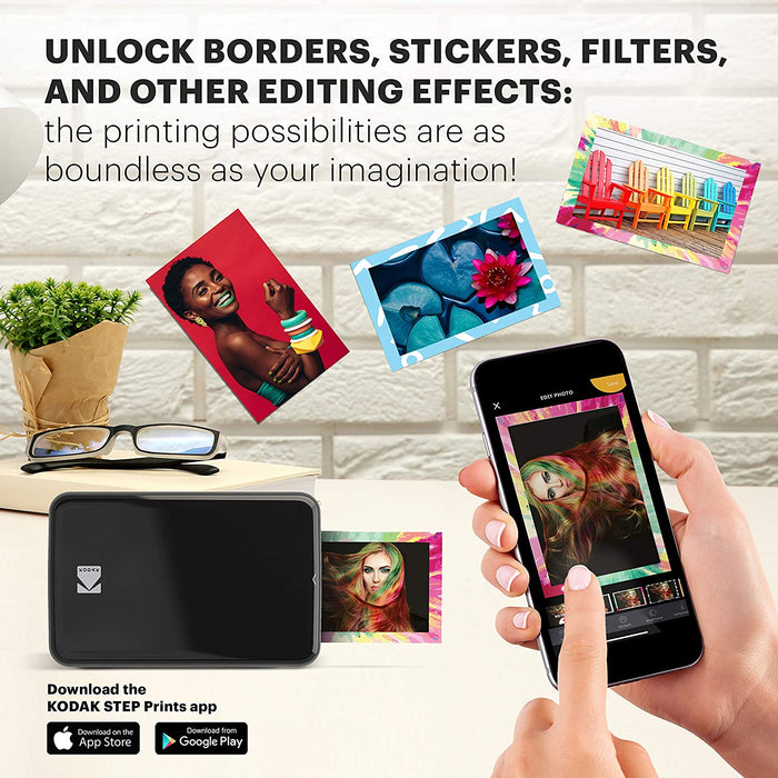 Wireless Mobile Photo Mini Printer (Black) Compatible w/ iOS & Android, NFC & Bluetooth Devices