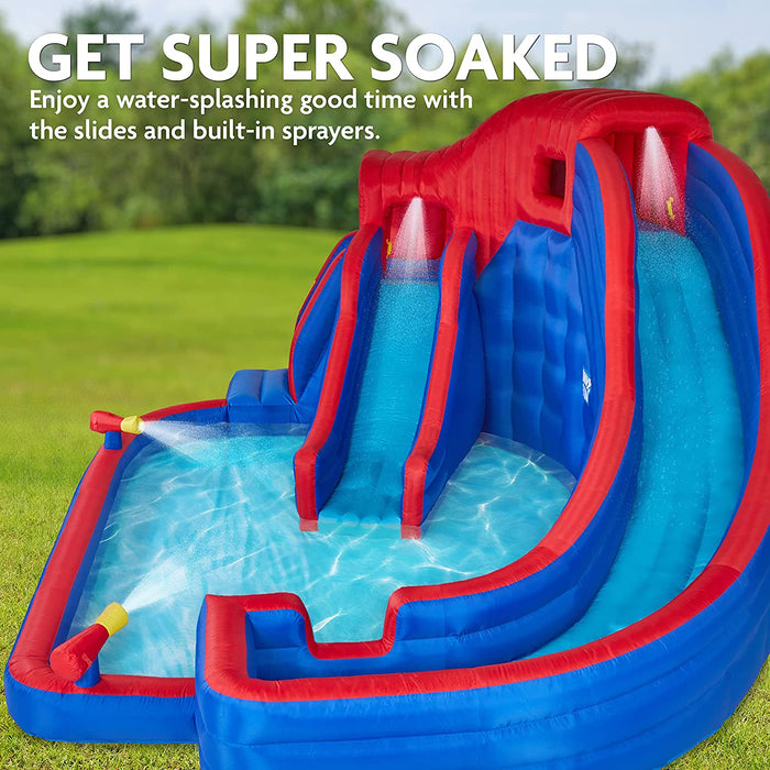 Inflatable Water Slide Park & Blow up Pool w/Pump, Kids Water Park