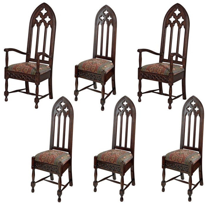 S/6 VIOLLET LE DUC GOTHIC DINING CHAIRS