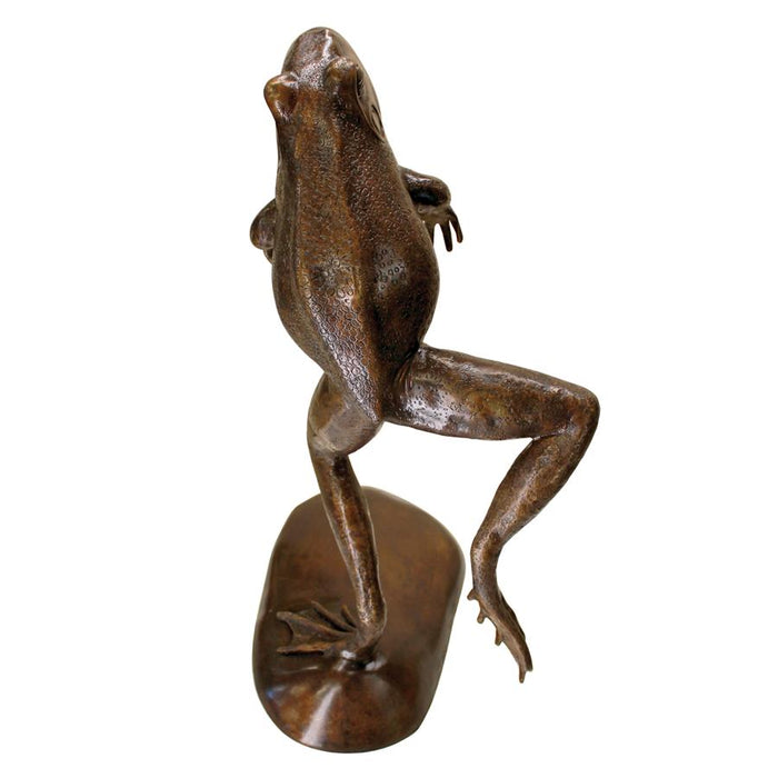 GIANT LEAPING FROG BRONZE STATUE