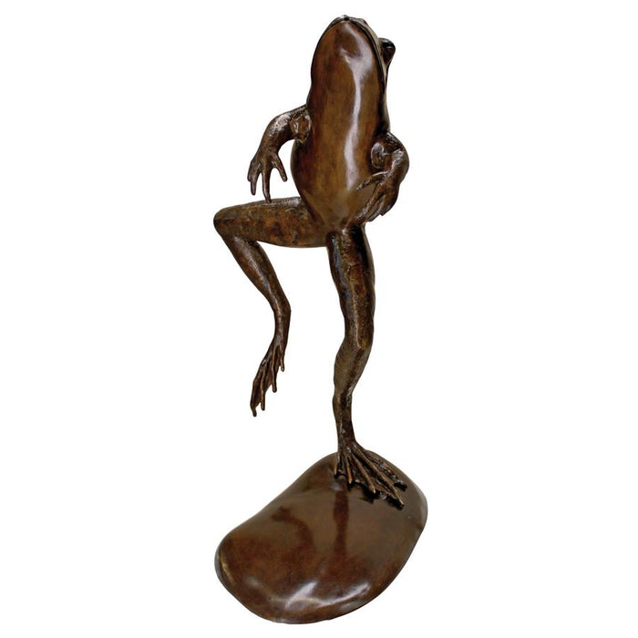 GIANT LEAPING FROG BRONZE STATUE