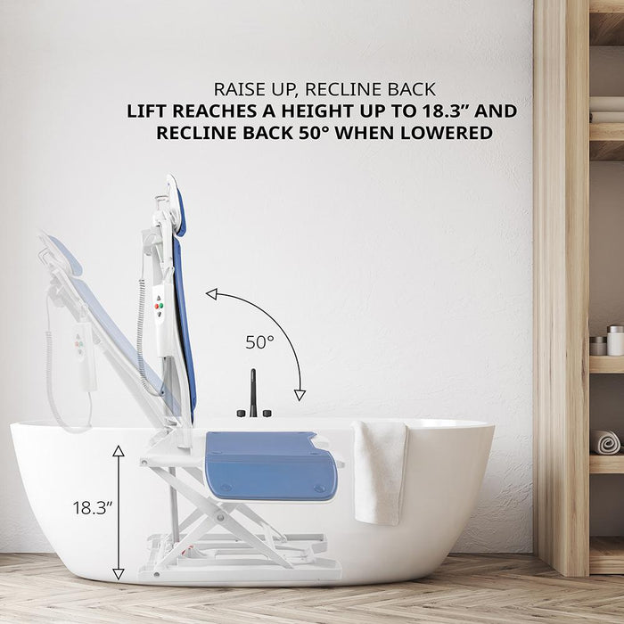 Ultra Quiet Bath Seat Lift, Automatic Transfer Shower Seat, Shower Chair with 50° Reclining Support