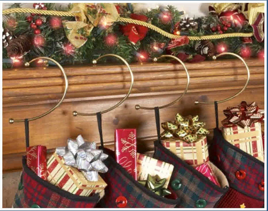 Jumbl Brass Gravity Defying Christmas Stocking Hook Hangers - Set of 4